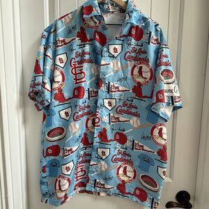 St Louis Cardinals Button Up Shirt Extra Large Adult Blue Baseball MLB Mens XL